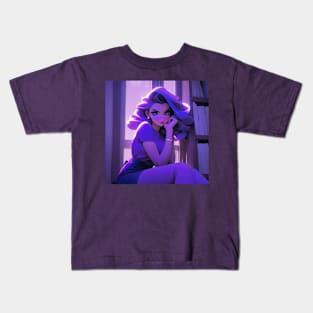 Gorgeous girl in purple aesthetic Kids T-Shirt